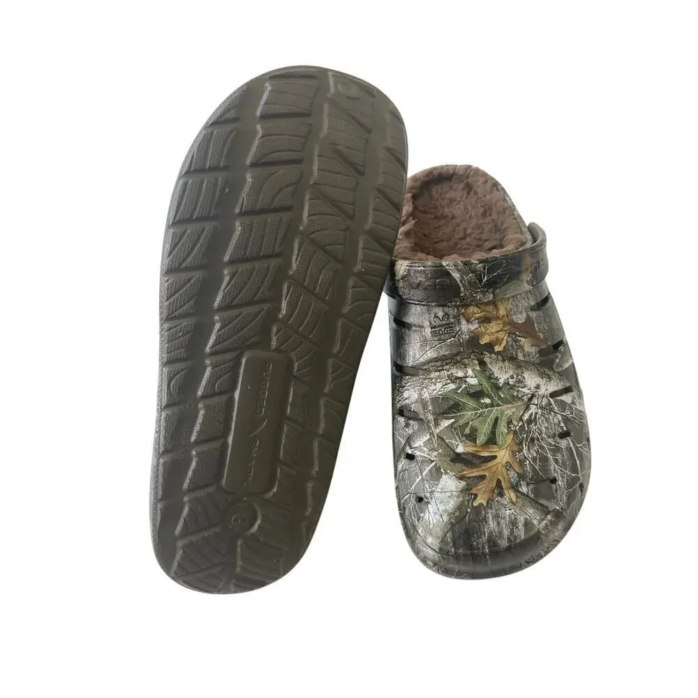REAL TREE CLOGS SHERPA LINE SHOES CAMOUFLAGE‎ SZ 8 RUGGED SHARK HUNTING ARMY OAK